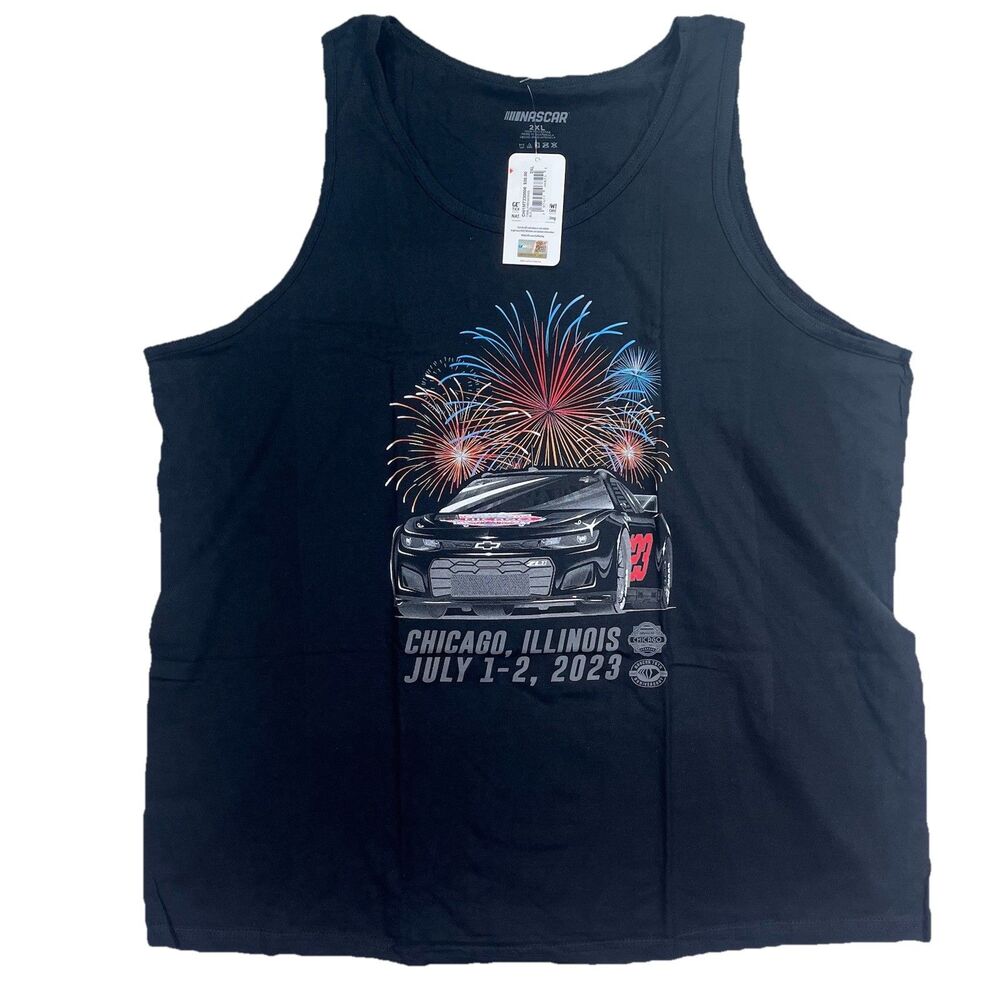 2XL Nascar 2023 Chicago Street Race Tank Top Mens Shirt Fireworks Black Size New